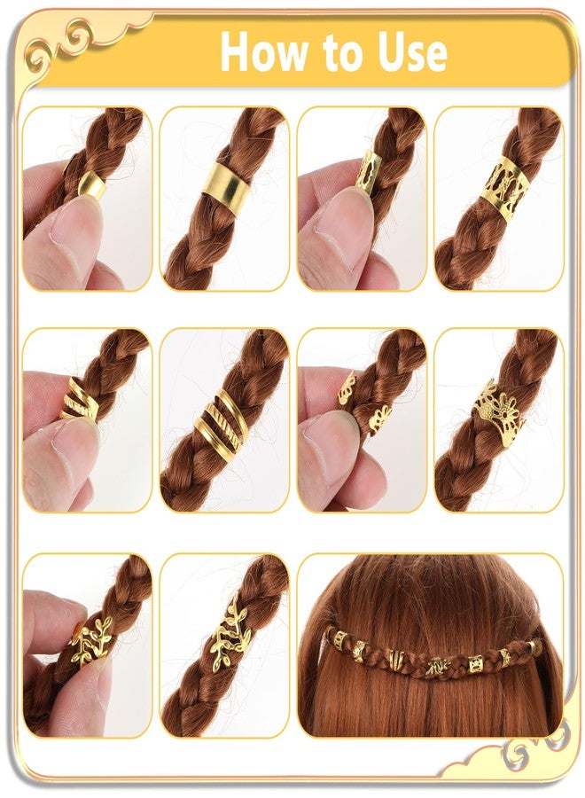 Tyqour 50pcs Gold Hair Jewelry for Braids Accessories Loc Jewelry for Hair Dreadlocks Adjustable Hair Rings Hair Cuff Hair Charms Braid Jewelry Hair Beads Decorations for Men Women - Image 5